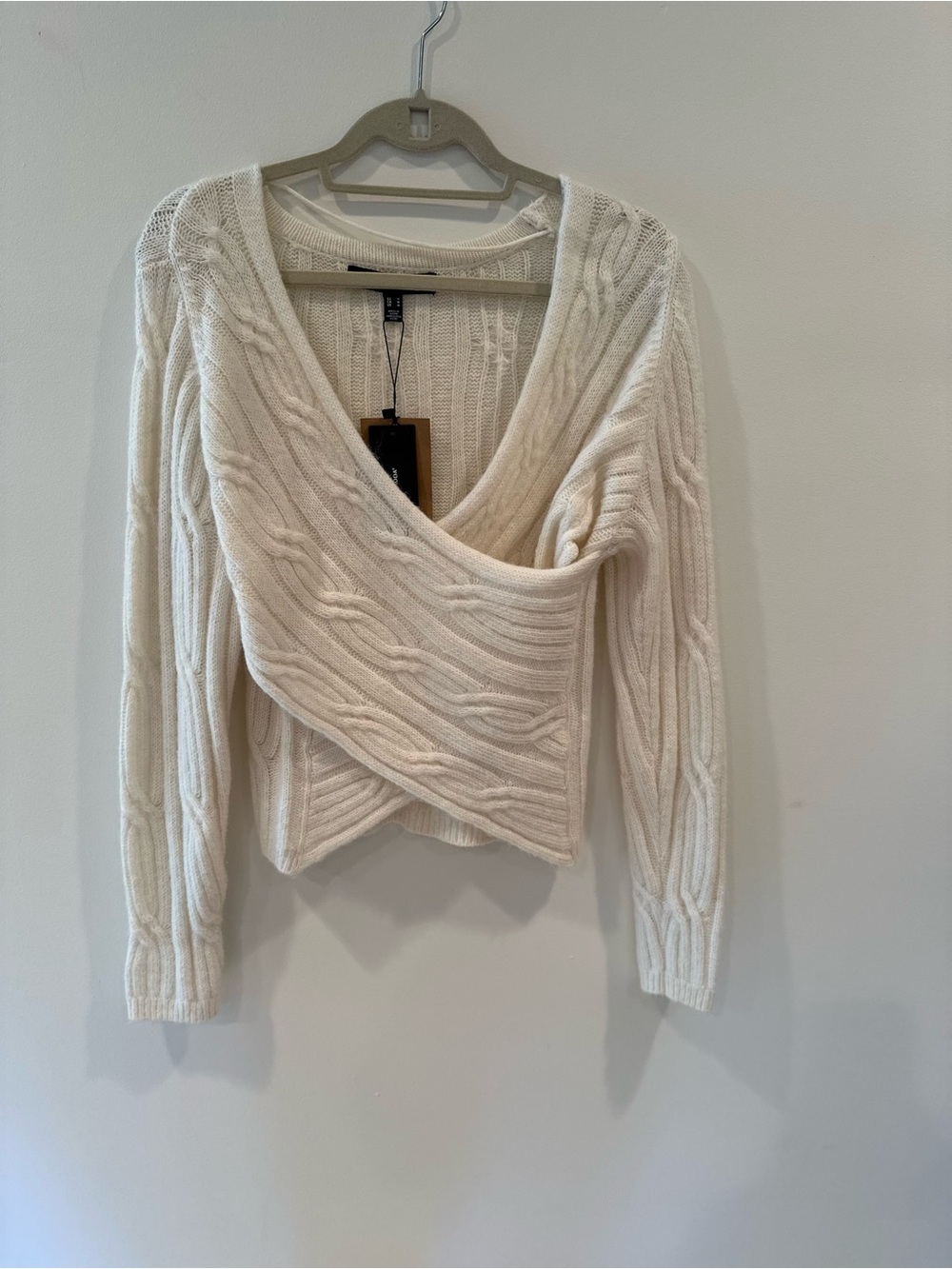 Vero Moda Cream Cable-Knit Wrap V-Neck Sweater